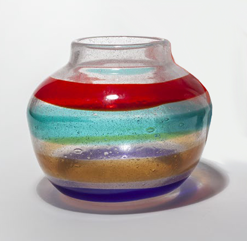 Cenedese: Vaso in vetro Design Fasce orizzontali del XX Secolo Pezzo di storia autentico - Robertaebasta® Art Gallery opere d’arte esclusive.